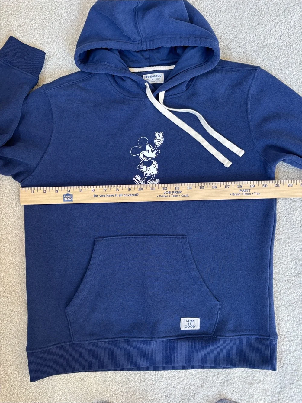 Rare Life Is Good Mickey Mouse Hoodie‎ Sweatshirt Navy Blue Women’s Medium NEW